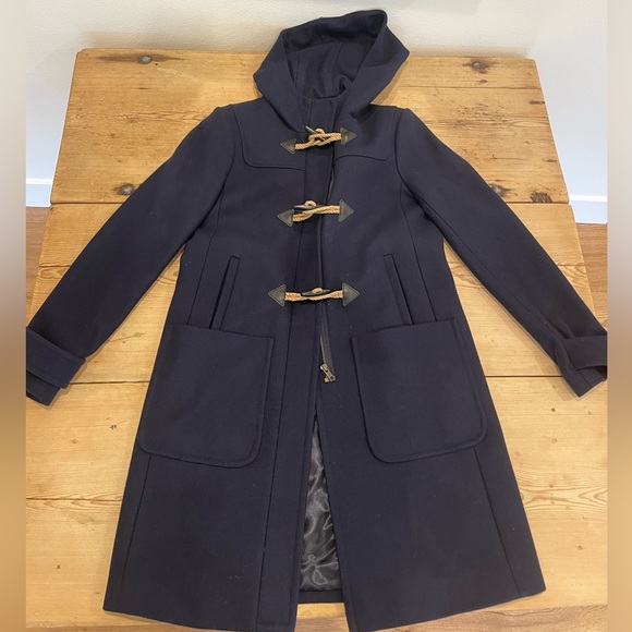 Women's Navy Hooded Duffle Coat - Picture 1 of 5